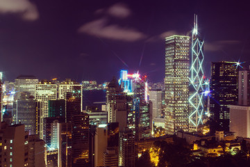 Naklejka premium Hong Kong at night