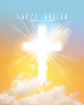Abstract happy Easter background with sky and clouds