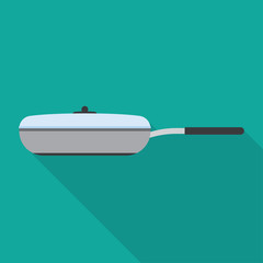 Pan flat icon with long shadow.