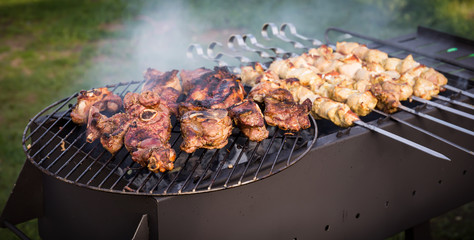 Grilled pork kebab on skewers