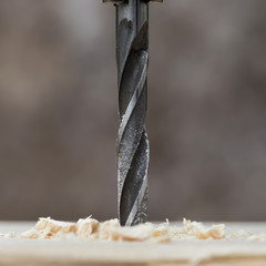 Drill with sawdust