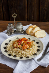 Brown rice with chicken and vegetables