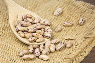Borolotti beans Saluggia in a wooden background