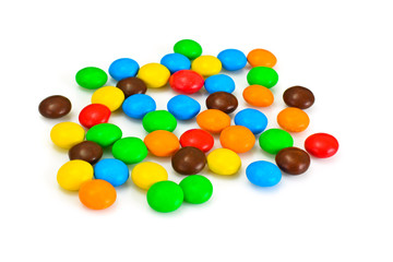 Sweet Bonbons Candy in Easter Egg Form on White Background