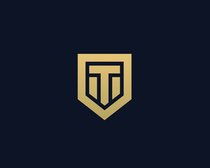 Abstract letter T shield logo design template. Premium nominal monogram business sign. Universal foundation vector icon. 