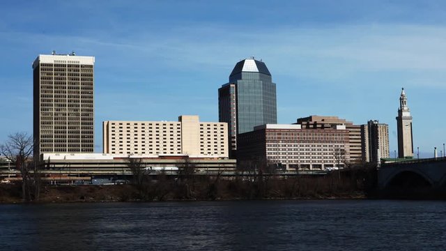 4K UltraHD Timelapse of the  city center of Springfield, Massachusetts