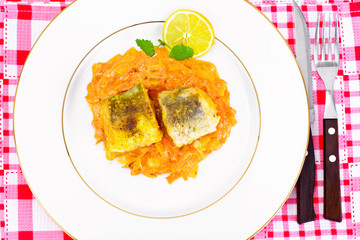 Fish in Greek with Onion and Carrot