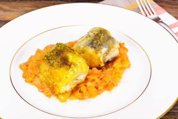 Fish in Greek with Onion and Carrot