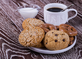 black coffee on a wooden background