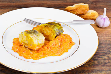 Fish in Greek with Onion and Carrot