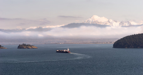 Ship Puget Sound Pacific Ocean Mt Baker Oil Tanker