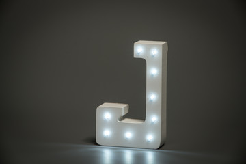 Decorative Letter J with Embedded LED Lights