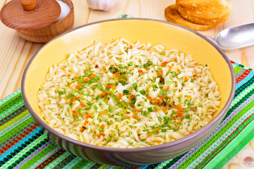 Tasty Chicken Soup with Chinese Noodles