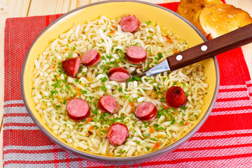 Tasty Chicken Soup with Chinese Noodles