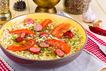 Tasty Chicken Soup with Chinese Noodles