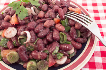Red beans salad on the plate