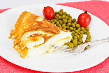 Healthy and Diet Food: Scrambled Eggs with Tomato, Lettuce and S