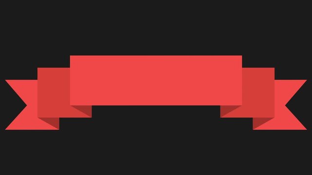 Animated Red Ribbon Banner on black. Concept with colored ribbon for your text or message. Available in 4K FullHD and HD video 2D flat render footage.