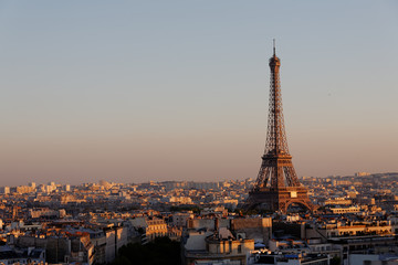 Paris city at sunset