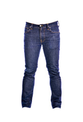 Blue Jeans trousers on white background