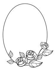 Vintage floral frame with roses silhouette. Vector clip art.