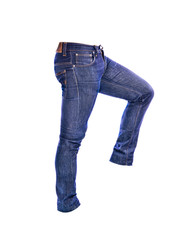Blue Jeans trousers on white background
