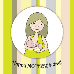 Greeting card whith nursing woman.