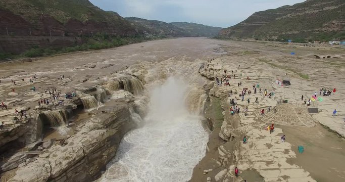 Aerial view, Hukou Waterfall offers the most breathtaking view of the Yellow River, which is known as the &ldquo;cradle of Chinese civilization&rdquo;. 