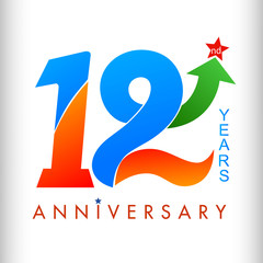 Template logo 12nd anniversary color with star, vector illustrator