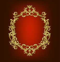 Gold vintage frame isolated on white background