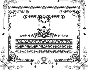 Design Elements Corners And Borders for sticker cut and frame floral, vector
