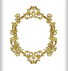Gold vintage frame isolated on white background