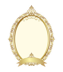 Gold vintage frame isolated on white background