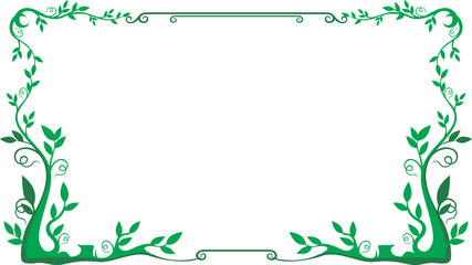 green leaf frame floral vector - obrazy, fototapety, plakaty