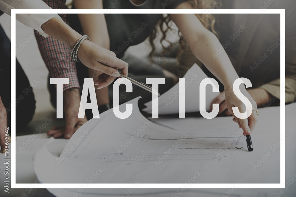 Poster tactics strategy objective process solution vision concept