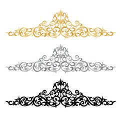 Fototapeta premium Design Elements Corners And Borders set for sticker cut and frame, line thai in temple and buddha tamplet,vector
