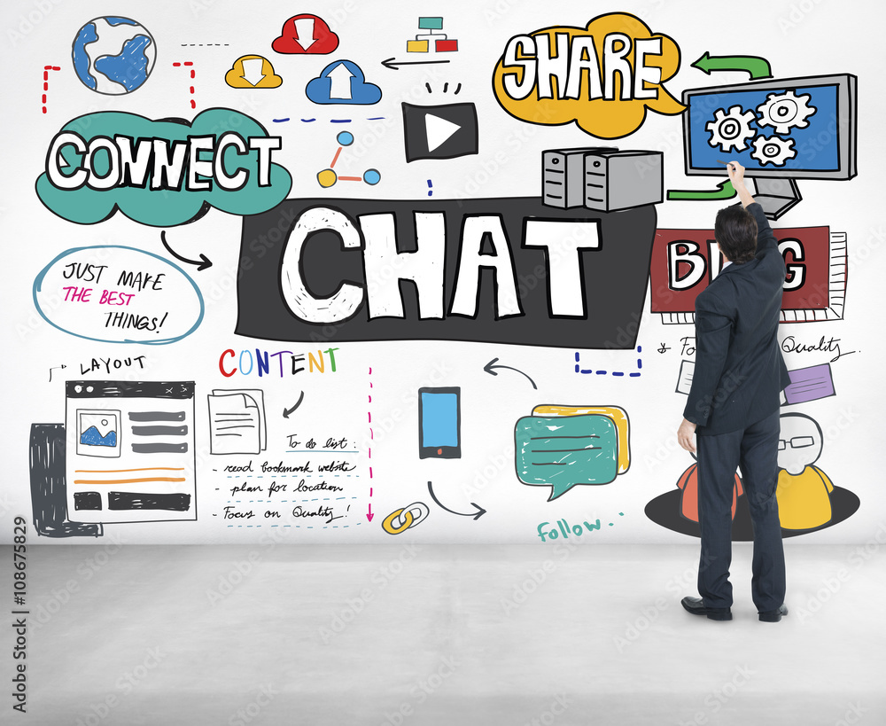 Poster chat communication social networking connection concept