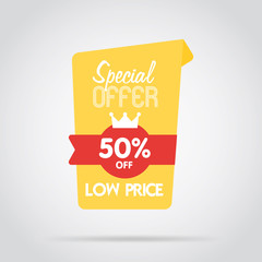 Badge isolated vector in flat design style. Special offer badge or label.