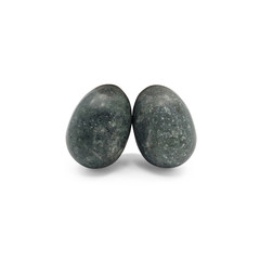 Egg-shaped stone isolated on white background