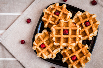 Waffles. Belgian sugar waffles.