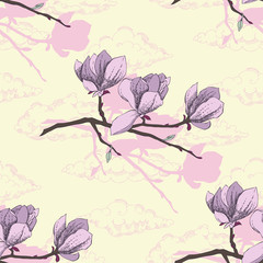 Seamless pattern with magnolia