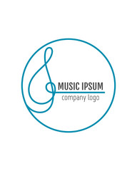 Treble clef. Business, art, music logo for company. Vector