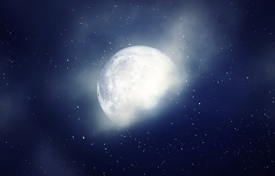  moon in the night sky background, over color - Elements of this Image Furnished by NASA