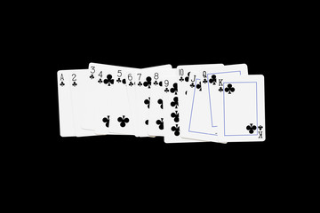 Clubs set of playing cards