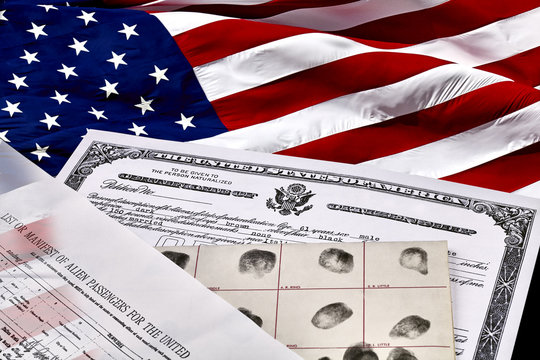 Citizenship papers with US Flag