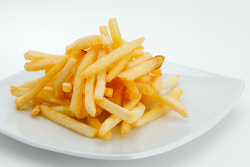 close  up view of nice yummy meal  on white back