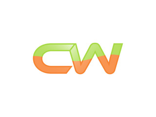 Green Orange shiny CW letters