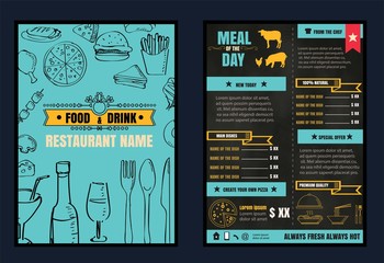 Brochure or poster Restaurant  food menu with Chalkboard Backgro - 108681426