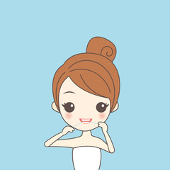 girl clean tooth by floss