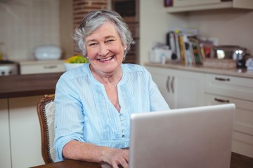 Fototapeta na wymiar Portrait of happy senior woman using laptop 